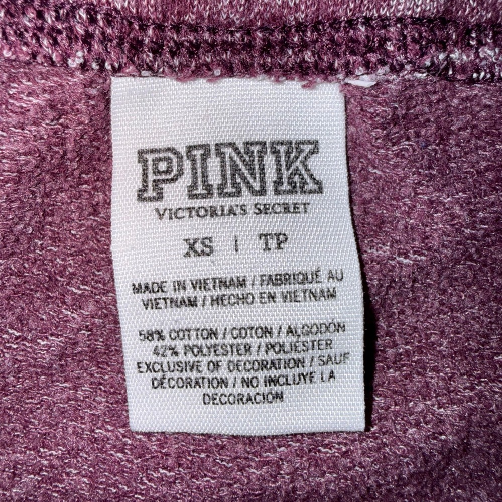 Victoria's Secret PINK Wide Leg Distressed Hem Sweatpants Marled Burgundy XS - Picture 2 of 6